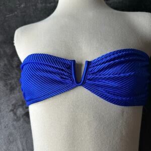 Vintage 80s/90s Bandeau Strapless Bikini Top blue Textured 
Women’s Size S/m